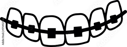 Braces line art vector. Dental Braces Icon Isolated on White Background. Braces icon outline vector Thin line. flat vector simple elements.