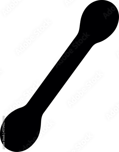 Silhouette vector of Single cotton swab. Black Cotton buds. Solid Cotton swabs, hygiene tools, cotton buds, medical cleaning accessories, ear care, healthcare essentials. 