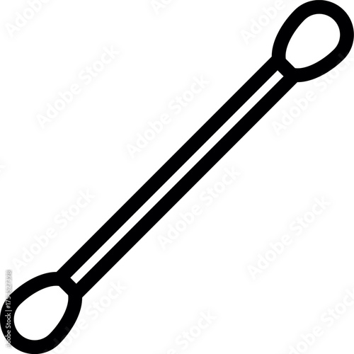 Single cotton swab line art vector. Cotton buds icon thin flat outline style vector sign. Cotton swabs, hygiene tools, cotton buds, medical cleaning accessories, ear care, healthcare essentials. 