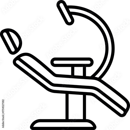 Dental chair line art vector. dentist line icon dental chair. Dental medical chair equipment outline illustration. Continuous line drawing of Dental medical chair.