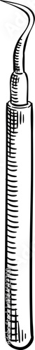 Dental scaler hand drawing. Dental Scaler Vector Icon. Periodontal scaler icon symbol line. Editable stroke. 