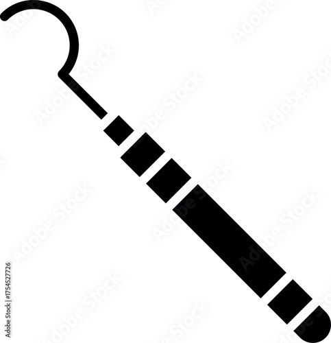 Silhouette Vector of Dental excavator. Solid black Dental handpiece. Icon of Dental Drill.