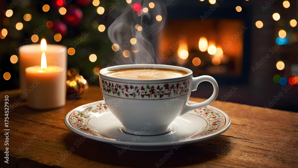 Fototapeta premium cup of coffee with christmas cookies