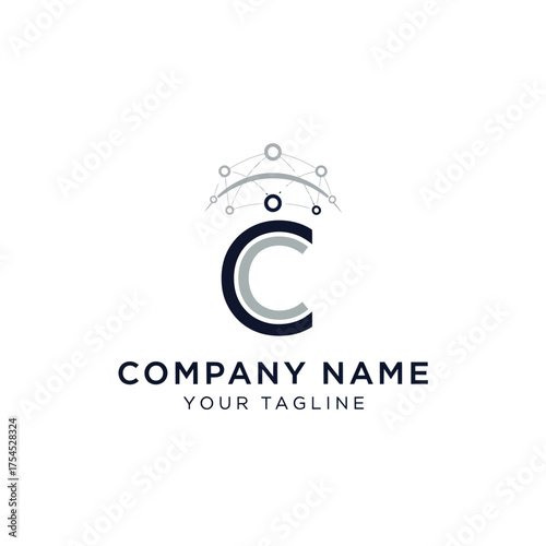 Modern letter C logo design with an abstract orbital arc.