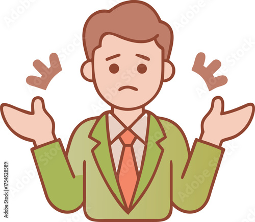 Confused businessman shrugging shoulders expressing doubt uncertainty and questioning with uncertain gesture vector