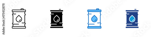 Oil Barrel Multiple Style Icon Design Vector - Oil drum representing fuel storage and petroleum energy resources