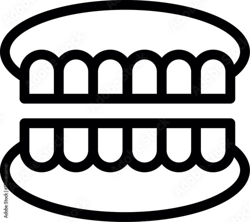 Line art vector of False jaw. False jaw icon Symbol mark in Outline style. Dentures or artificial jaw line outline icon