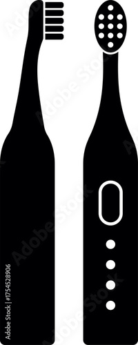 Electric Tooth Brush silhouette. Illustrated electric toothbrush on white background. Electric toothbrush for teeth healthcare