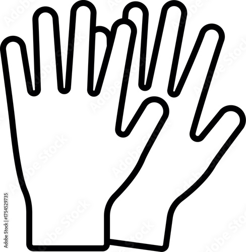 Surgery gloves outline. Medical gloves in a detailed line art style. Pair of medical gloves icon for hygiene and protection, vector illustration