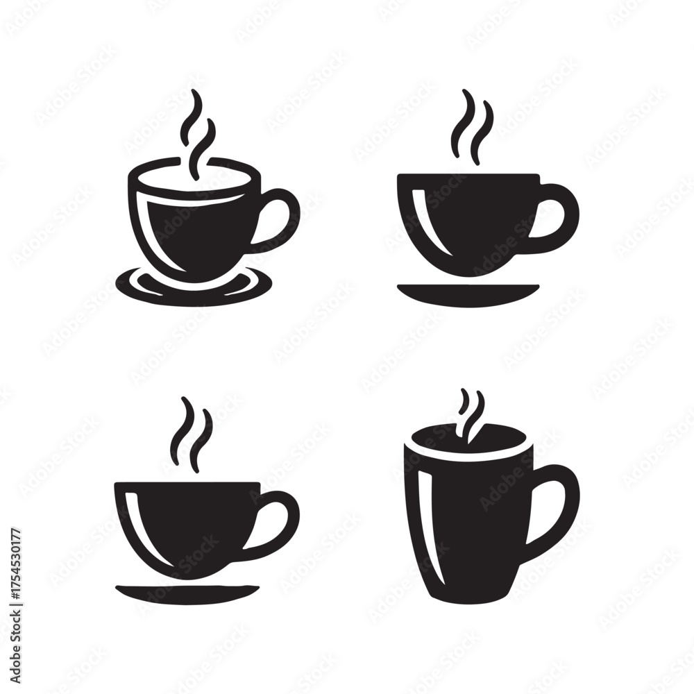 Obraz premium Office Coffee Mug Pause Solid Icons Set