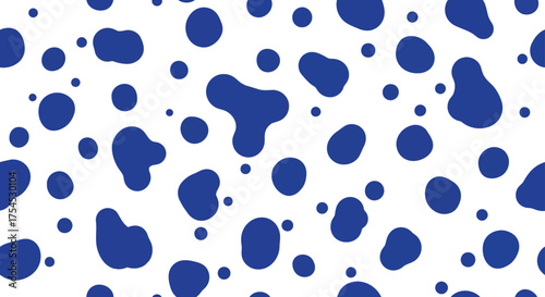 Blue dalmatian spots pattern cute organic shapes abstract art vector
