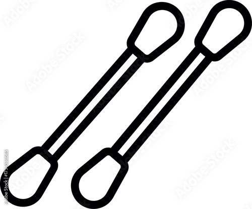 Two cotton swabs outline. Icon of Two cotton buds. Cotton buds icon Black line art vector logo. Crossed cotton buds glyph icon