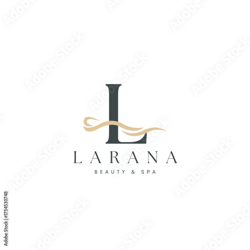 Elegant 'L' logo with flowing golden waves, perfect for luxury beauty and spa branding, exuding sophistication and tranquility for modern businesses.