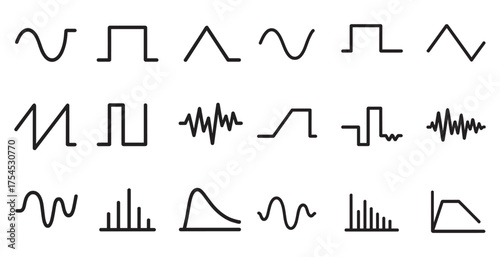 Industrial and scientific line icons set – outline, vector, technology symbols