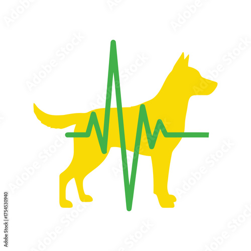 Dog health vital signs cardiology heartbeat rhythm medical ecg icon vector