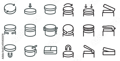 Container and packaging outline icons set – linear, box, storage and shipping symbols
