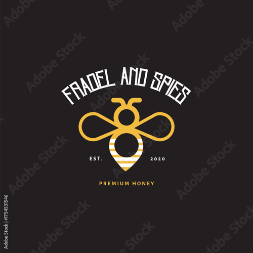 Elegant bee logo design for premium honey brand, exuding quality and natural sweetness for modern businesses and products.