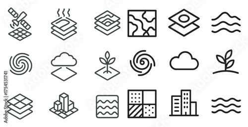 Navigation and mapping icons set – linear, outline, wayfinding and gps symbols