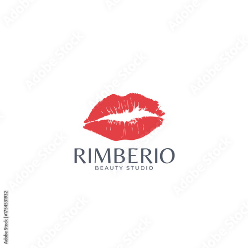 Bold red kiss mark logo for a modern beauty studio offering transformative services and stylish branding