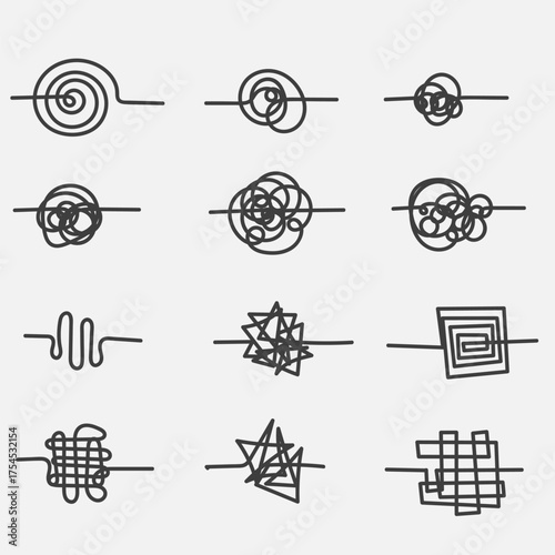 doodle tangled messy scribble line symbol for confused brain