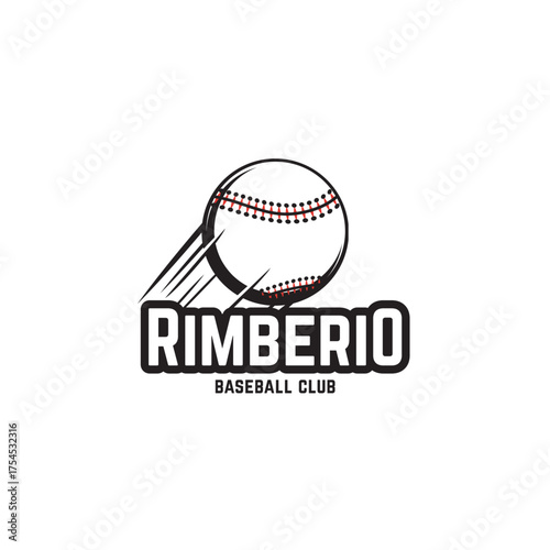 Dynamic baseball club logo design featuring a stylized baseball in motion, perfect for branding teams, leagues, or sports merchandise with impact