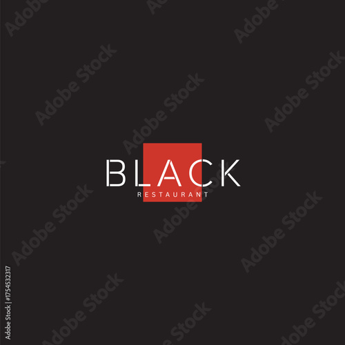 Stunning modern logo for upscale black restaurant with bold red accent, perfect for branding materials or website design, creating a sophisticated atmosphere