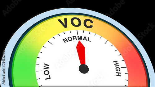 Photos VOC Normal meter concept on black background representing moderate volatile orga