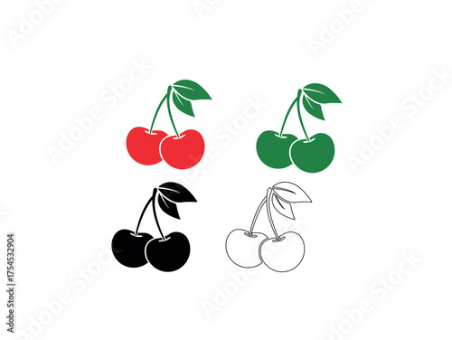 Four stylized pairs of apples in different colors and styles