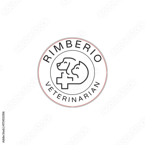 Modern veterinary clinic logo design with cute dog and cat, ideal for pet health business branding and friendly veterinarian services promotion