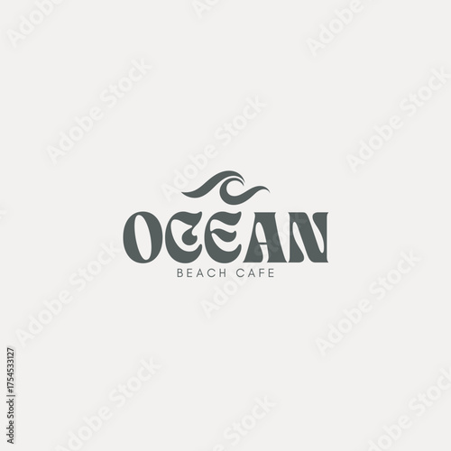 Stylish ocean beach cafe logo for branding projects or coastal business designs with a clean, contemporary aesthetic, perfect for summer promotions