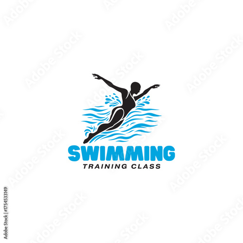 Join our swimming training class and experience the joy of gliding through water with confidence, a vibrant logo for aquatic adventures and fitness goals
