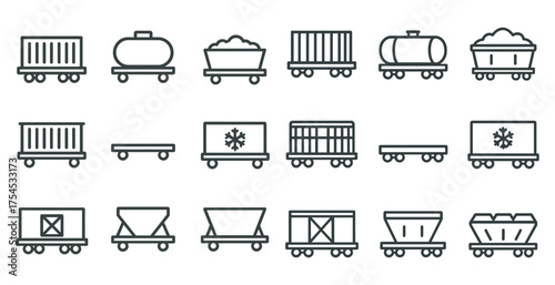 Cargo and freight linear icons set – outline, logistics, shipping symbols