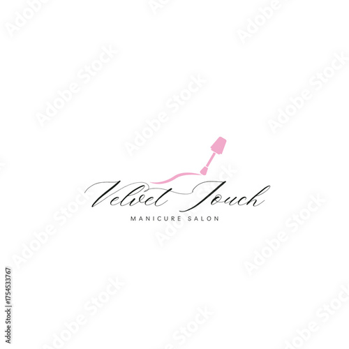 Elegant manicure salon logo design with brush stroke, perfect for branding your beauty business and attracting stylish clientele to your nail services