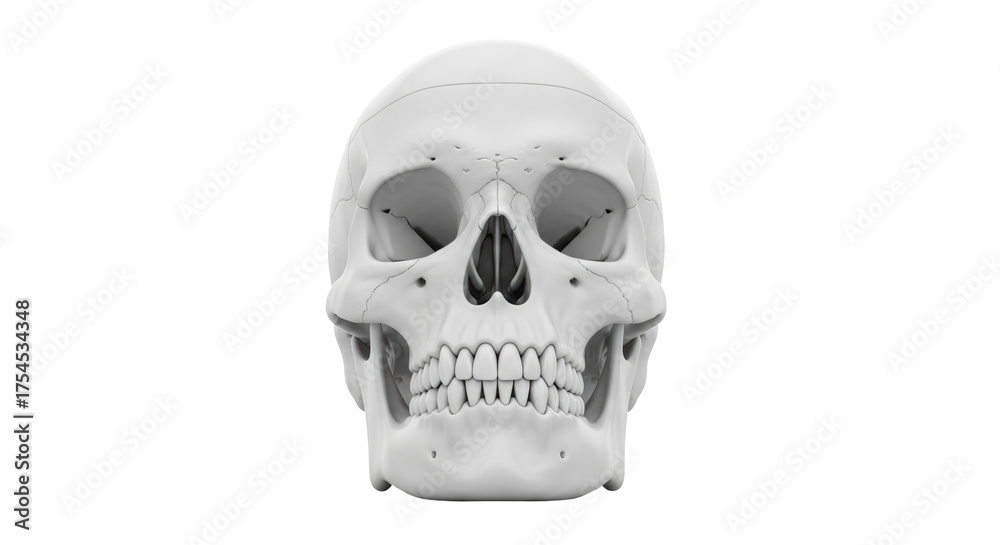 Fototapeta premium Isolated Human Skull Anatomy Frontal View Close Up Bone Structure Medical Skull Study