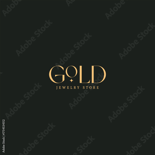 Elegant gold jewelry store logo design for luxury brand identity and high end retail concepts featuring a star symbol on black background