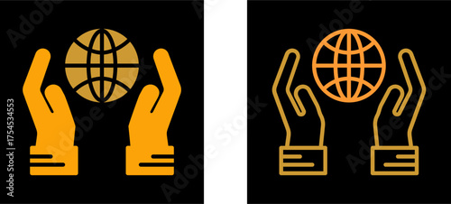 Globe Hand Vector Icon
