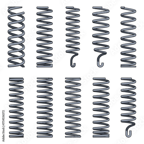 Collection of various metal springs showcasing different designs and functions.