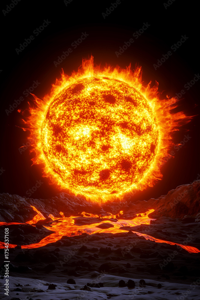 Fototapeta premium Burning earth on fire caused of Global Warming effect. 