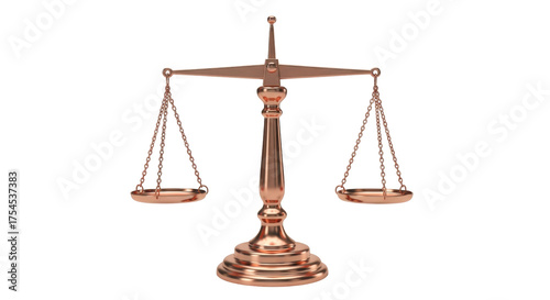 Isolated bronze scale of justice statue for law and legal balance and fair judgment decision