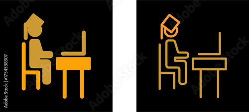 Student Using Laptop Vector Icon