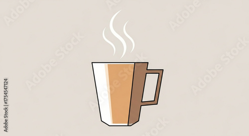 Geometric coffee mug with steam rising up