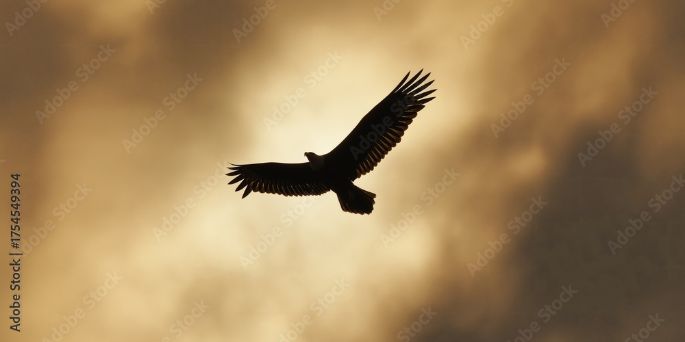 Fototapeta premium A silhouette soars, a symbol of strength and freedom.