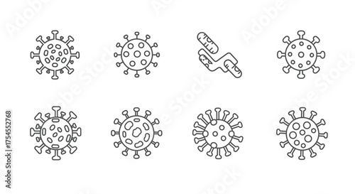 Set of virus icons isolated on white background in line style illustration