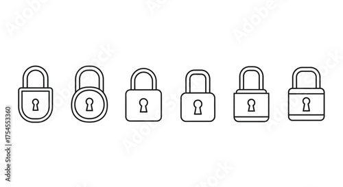 Set of lock icons isolated on white background