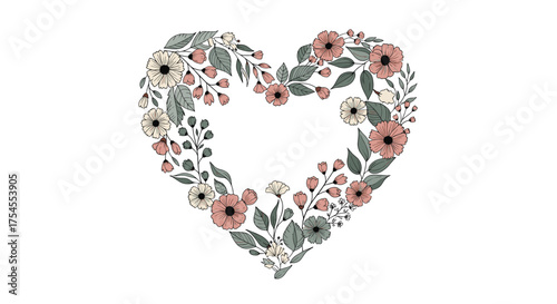 A beautiful floral heart wreath for romantic occasions and celebrations.