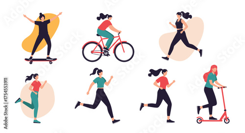 Active women enjoying various recreational sports and fitness activities.