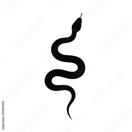 Black snake silhouette with forked tongue reptile serpent