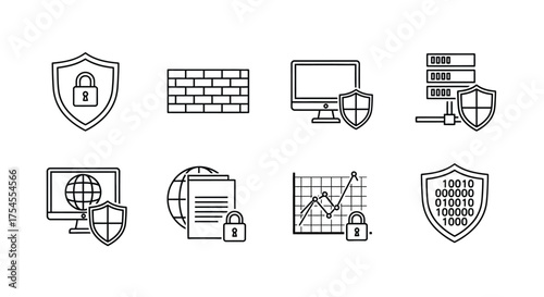 Cyber security icons isolated on white background data protection concept