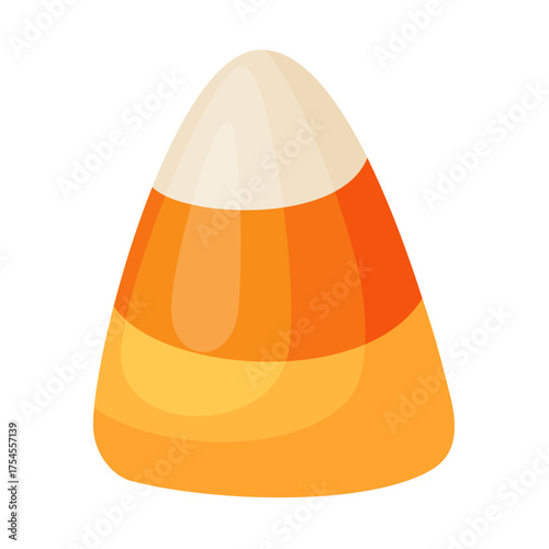 Halloween Candy corn. flat vector style. festive decorative candy. Halloween, any celebration or holiday. Cute and sweet. Ideal for packaging, greeting cards, posters, stickers, decorations.