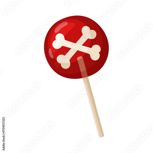 Halloween lollipop with bones, flat vector style. festive decorative candy. Halloween, spooky October holiday. trick or treat night. for party invitation, poster, greeting card, sticker.
